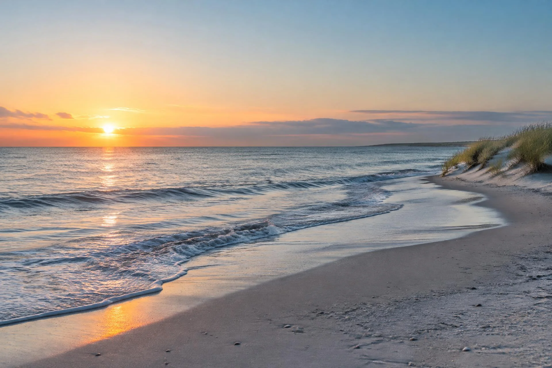 A calm Long Island shoreline at sunrise representing a supported first step.